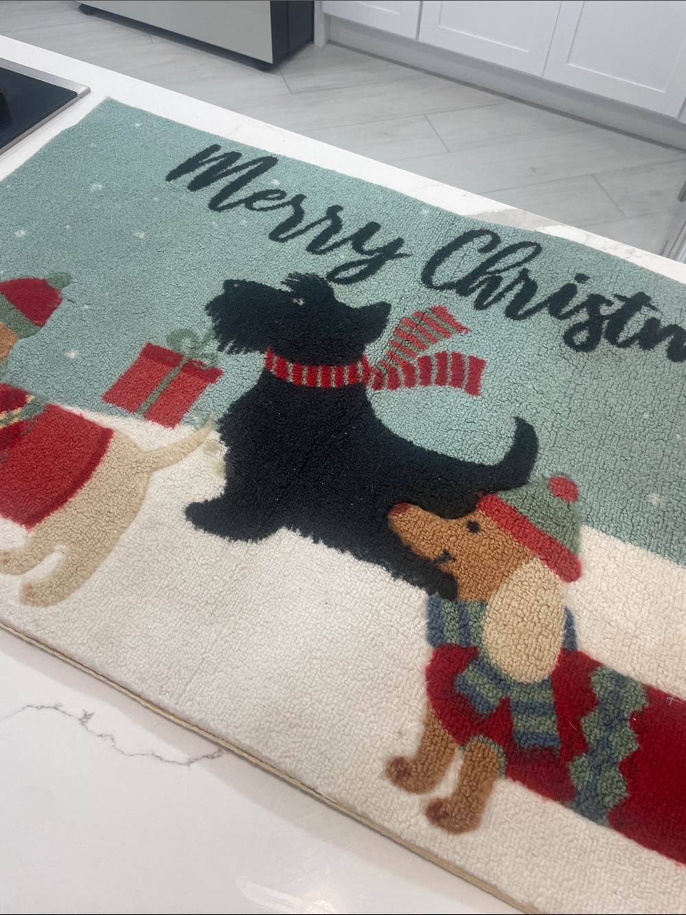 Festive Merry Christmas Dog Doormat - Green and Red - Picture 2 of 9
